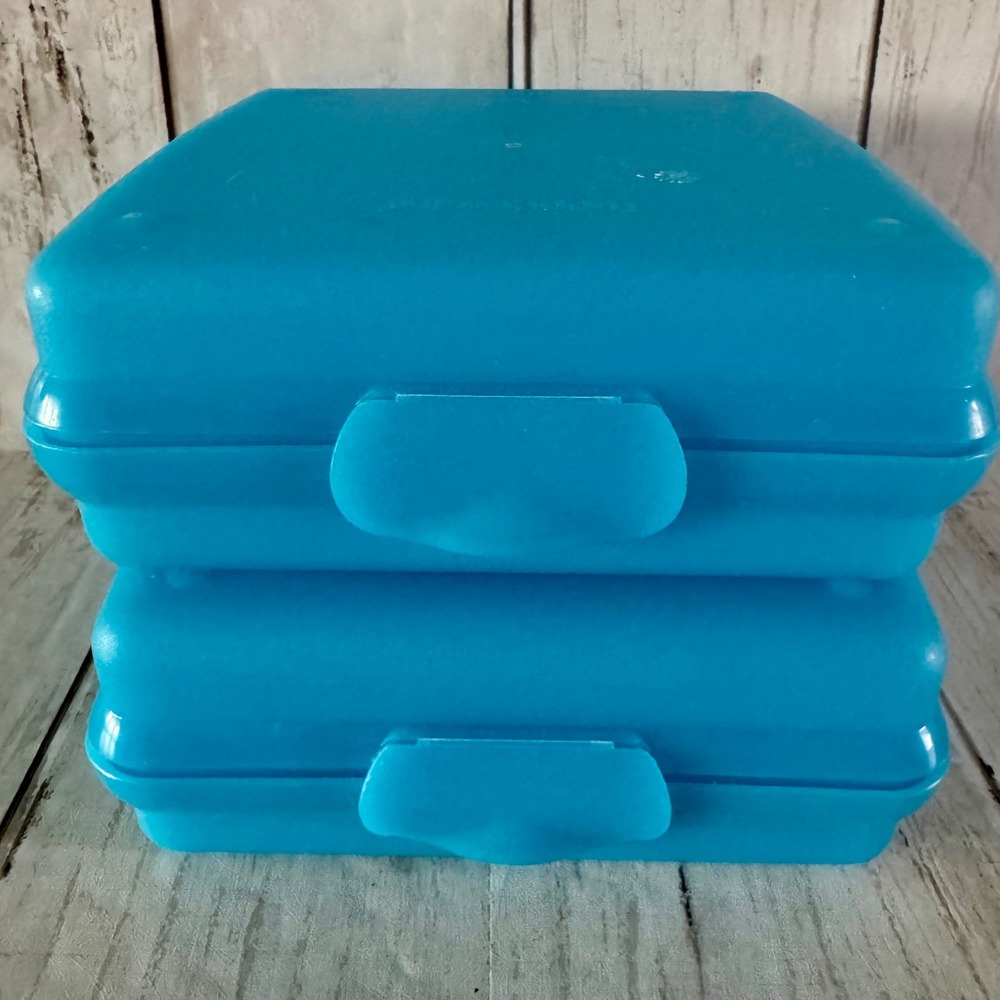 Tupperware Blue Sandwich Keeper Set of 2 Hinged Storage Containers 3752D-4